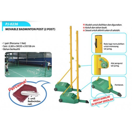 Badminton Post + Net - PJ0236 (1 pair) MZ