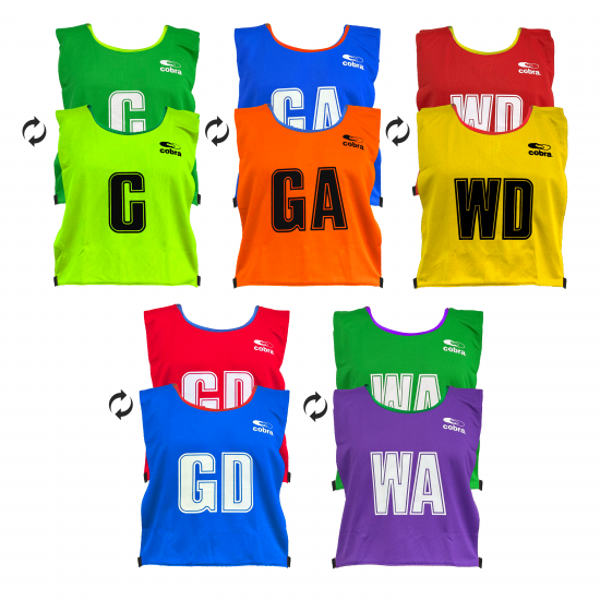 Netball Bib Set - Cobra Mesh Reversible (Junior/Senior) CQ Netball Bib Set - Cobra Mesh Reversible (Junior/Senior) CQ