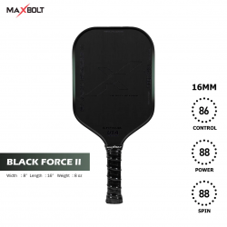 Pickleball Paddle Carbon Fiber - Maxbolt Black Force II Black/Turquoise (Free 5pcs Ball) PQ
