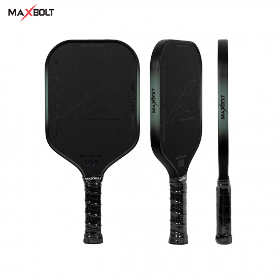 Pickleball Paddle Carbon Fiber - Maxbolt Black Force II Black/Turquoise (Free 5pcs Ball) PQ Pickleball Paddle Carbon Fiber - Maxbolt Black Force II Black/Turquoise (Free 5pcs Ball) PQ