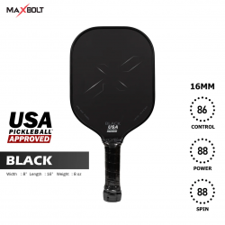 Pickleball Paddle Carbon Fiber (USAPA APPROVED) - Maxbolt Black (Free 5pcs Ball) PQ
