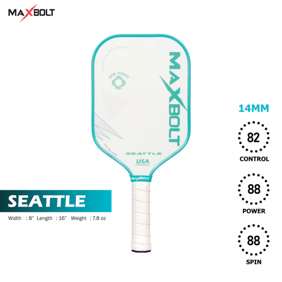 Pickleball Paddle Fiberglass - Maxbolt Seattle White (Free 3pcs Ball) PQ Pickleball Paddle Fiberglass - Maxbolt Seattle White (Free 3pcs Ball) PQ