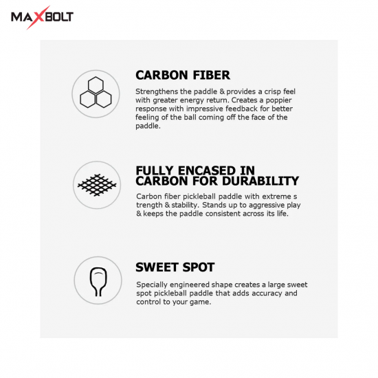 Pickleball Paddle Carbon Fiber - Maxbolt Superstar II (Free 5pcs Ball) PQ Pickleball Paddle Carbon Fiber - Maxbolt Superstar II (Free 5pcs Ball) PQ