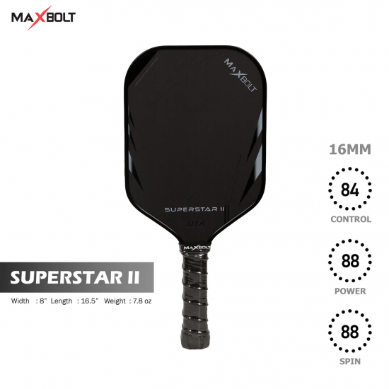 Pickleball Paddle Carbon Fiber - Maxbolt Superstar II (Free 5pcs Ball) PQ Pickleball Paddle Carbon Fiber - Maxbolt Superstar II (Free 5pcs Ball) PQ