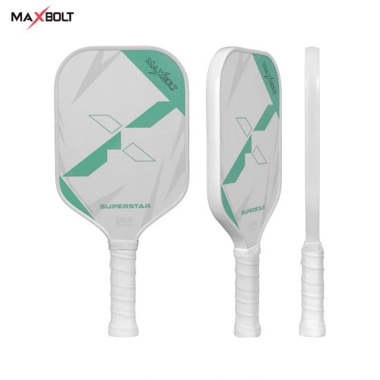 Pickleball Paddle Fiberglass - Maxbolt Superstar White (Free 2pcs Ball + Grip + Slim Bag) PQ Pickleball Paddle Fiberglass - Maxbolt Superstar White (Free 2pcs Ball + Grip + Slim Bag) PQ