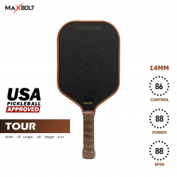 Pickleball Paddle Fiber (USAPA APPROVED) - Maxbolt Tour Brown (Free 5pcs Ball) PQ