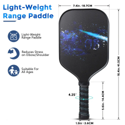 Pickleball Bat Paddle Graphite - Hana S500 (Honeycomb Core) + Zipper Bag