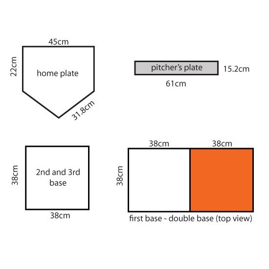 Softball Slide Bases Foam + Safety (Orange) - Trident 3+1 pcs CQ