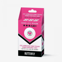 Table Tennis Ball - Butterfly A40+ 3 Star (6 Balls) (ITTF) QE CQ
