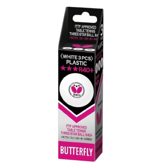 Table Tennis Ball - Butterfly R40+ 3 Star (3 Balls) (ITTF) QE CQ