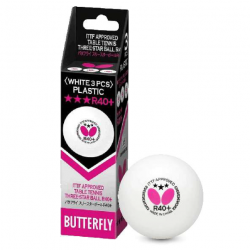 Table Tennis Ball - Butterfly R40+ 3 Star (3 Balls) (ITTF) QE CQ