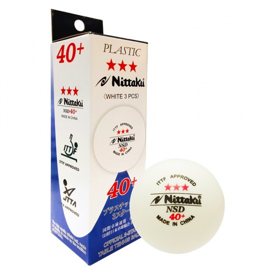 Table Tennis Ball - Nittaku NSD 3 Star 40+ (White) 3 balls PQ TS8 Table Tennis Ball - Nittaku NSD 3 Star 40+ (White) 3 balls PQ TS8