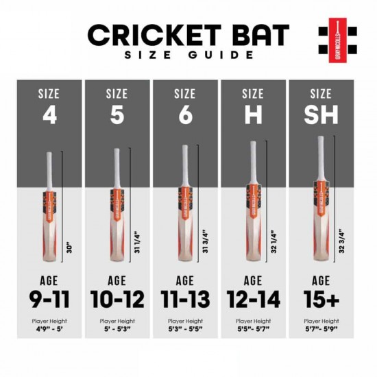 Cricket Bat Junior - Grays Hypernova Size 4/5/6/H KQ Kashmir Willow